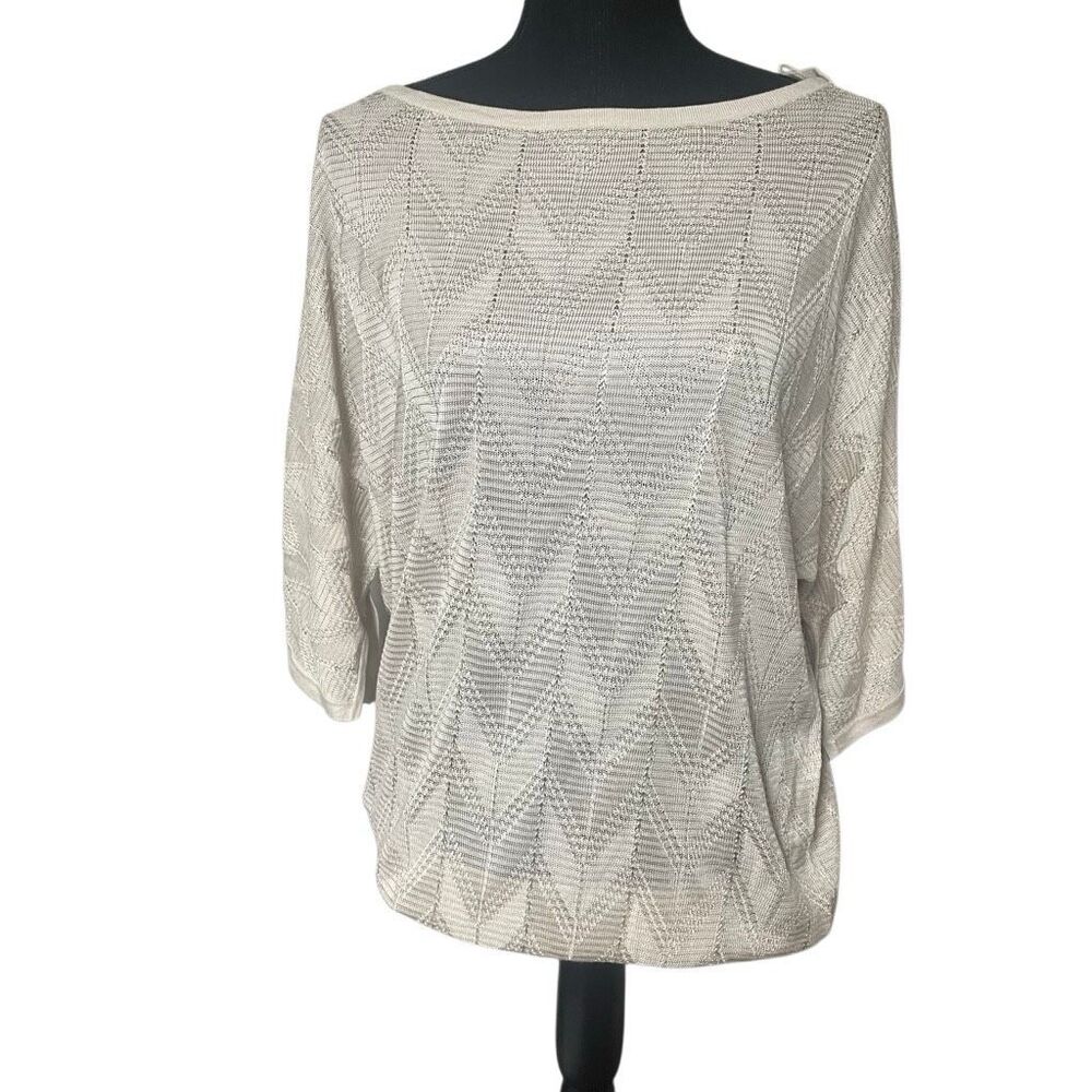 WHBM Pearl Dust Zig Zag Knit Kimono Pull Over Top N0591